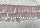 CTD2114 Top drilled 10*25mm - 12*45mm sticks rose quartz beads
