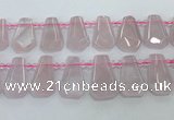 CTD2271 Top drilled 16*28mm - 20*30mm faceted freeform rose quartz beads