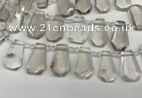 CTD2274 Top drilled 16*28mm - 20*30mm faceted freeform smoky quartz beads