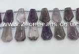 CTD2356 Top drilled 16*18mm - 20*30mm faceted freeform amethyst beads
