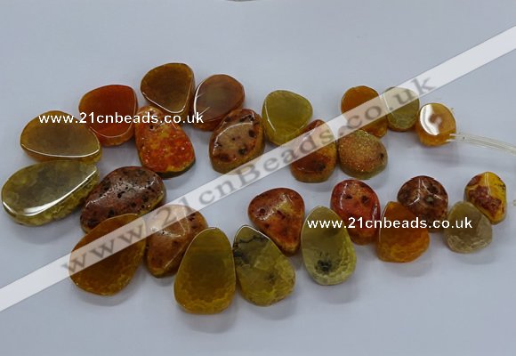 CTD2549 Top drilled 18*25mm - 30*40mm freeform agate gemstone beads