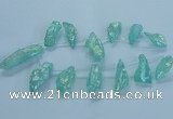 CTD2625 Top drilled 10*25mm - 20*45mm nuggets plated druzy quartz beads