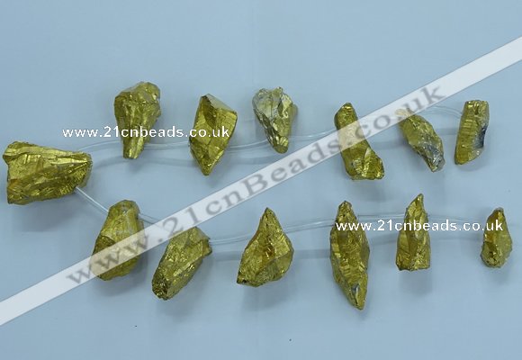 CTD2635 Top drilled 10*25mm - 20*45mm nuggets plated druzy quartz beads