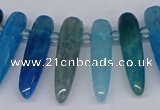 CTD2727 Top drilled 8*35mm bullet agate gemstone beads wholesale
