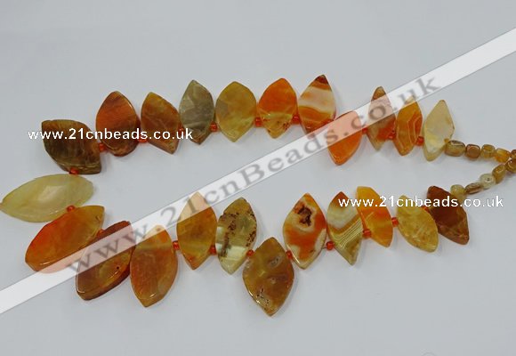 CTD2789 Top drilled 15*30mm - 25*45mm marquise agate gemstone beads