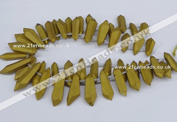 CTD2853 Top drilled 10*20mm - 15*50mm sticks plated quartz beads