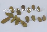 CTD2902 Top drilled 15*25mm - 25*55mm freeform plated druzy agate beads