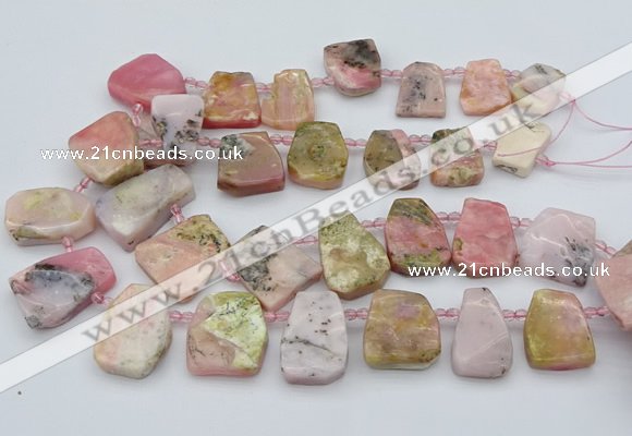 CTD339 Top drilled 15*20mm - 25*30mm freeform pink opal beads