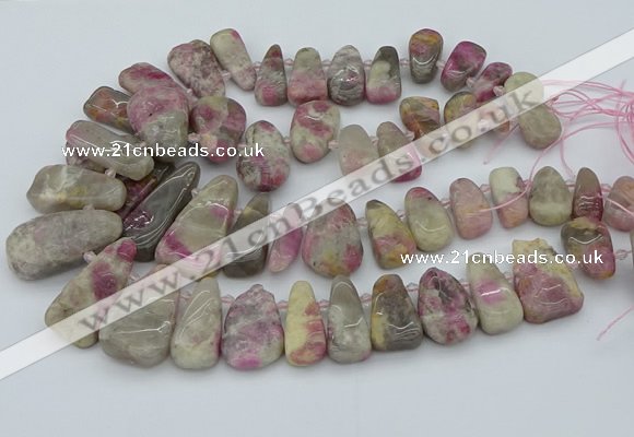 CTD3566 Top drilled 10*20mm - 20*45mm freeform pink tourmaline beads