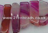 CTD371 Top drilled 10*20mm - 12*55mm wand fuchsia agate beads