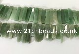 CTD3736 Top drilled 8*20mm - 10*50mm sticks green aventurine beads