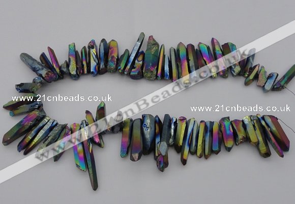 CTD382 Top drilled 5*20mm - 8*35mm sticks plated quartz beads