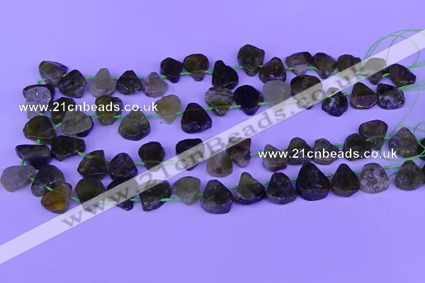 CTD3873 Top drilled 12*16mm - 15*20mm freeform green garnet beads