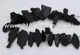 CTD396 Top drilled 10*25mm - 20*35mm nuggets black tourmaline beads