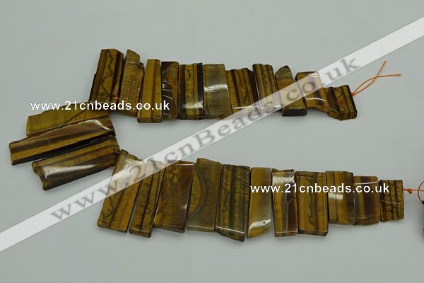 CTD405 Top drilled 12*25mm - 18*50mm sticks yellow tiger eye beads