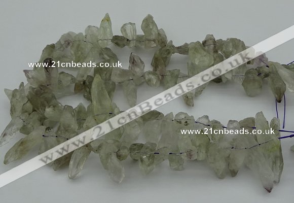 CTD415 Top drilled 8*25mm - 12*40mm nuggets green quartz beads