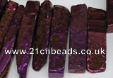 CTD535 Top drilled 10*30mm - 10*65mm wand plated agate beads