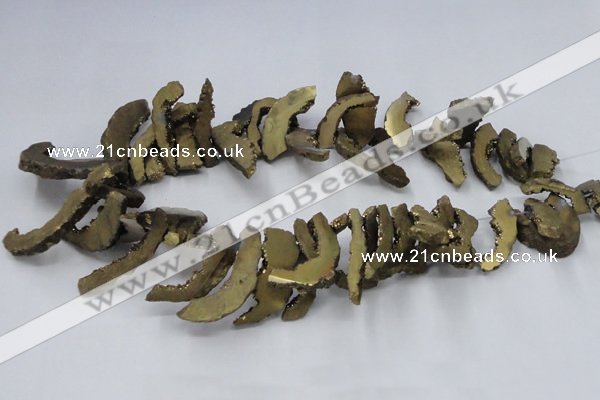 CTD564 Top drilled 10*20mm - 10*40mm freeform plated agate beads