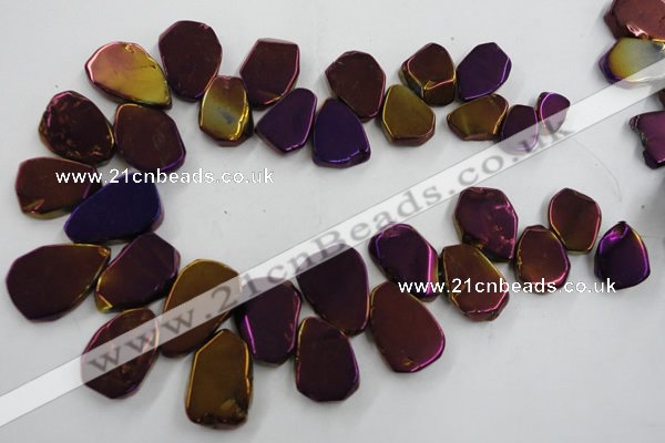 CTD906 Top drilled 15*20mm - 20*30mm freeform plated quartz beads