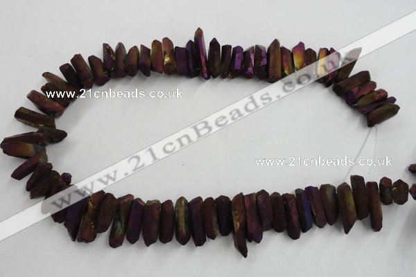 CTD912 Top drilled 5*15mm - 6*25mm wand plated quartz beads