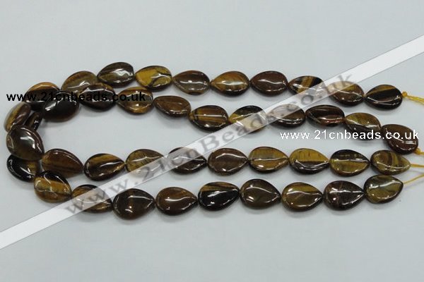 CTE100 15.5 inches 13*18mm flat teardrop yellow tiger eye beads