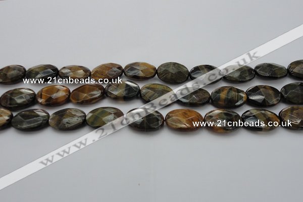 CTE1373 15.5 inches 18*25mm faceted oval yellow & blue tiger eye beads