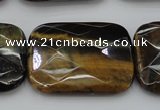 CTE1392 15.5 inches 30*40mm faceted rectangle yellow & blue tiger eye beads