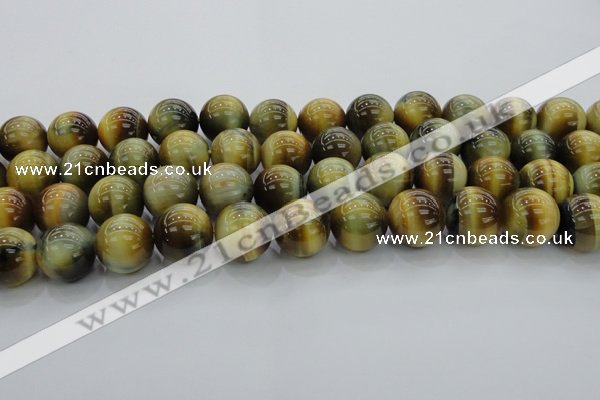 CTE1446 15.5 inches 16mm round golden & blue tiger eye beads