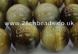 CTE1448 15.5 inches 20mm round golden & blue tiger eye beads
