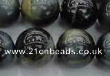 CTE1456 15.5 inches 16mm round golden & blue tiger eye beads