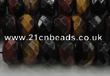 CTE1483 15.5 inches 7*12mm faceted rondelle mixed tiger eye beads