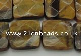 CTE1736 15.5 inches 20*20mm faceted square yellow tiger eye beads