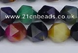 CTE1971 15.5 inches 10mm faceted nuggets mixed tiger eye beads