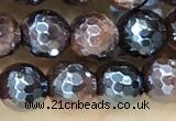 CTE2275 15 inches 6mm faceted round AB-color red tiger eye beads