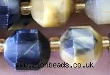 CTE2296 15 inches 9*10mm faceted golden & blue tiger eye beads