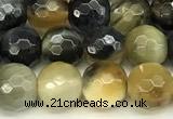 CTE2310 15 inches 6mm faceted round golden & blue tiger eye beads