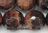 CTE2347 15 inches 12mm faceted round red tiger eye beads