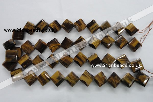 CTE316 15.5 inches 15*15mm faceted diamond yellow tiger eye beads