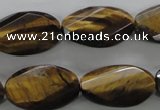 CTE322 15.5 inches 15*25mm twisted & faceted oval yellow tiger eye beads