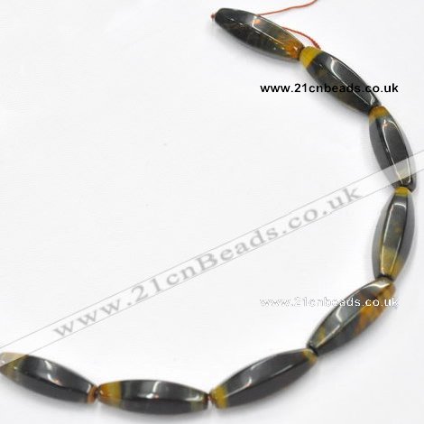 CTE36 15.5 inches 10*30mm faceted rice blue tiger eye beads wholesale
