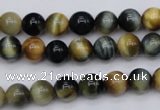 CTE552 15.5 inches 8mm round golden & blue tiger eye beads