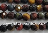 CTE711 15.5 inches 6mm faceted round mixed color tiger eye beads