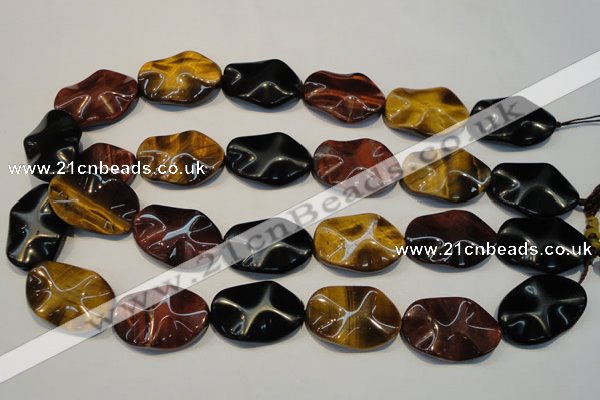 CTE803 15.5 inches 20*30mm wavy oval colorful tiger eye beads