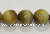CTE905 15.5 inches 14mm faceted round golden tiger eye beads