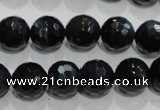 CTE924 15.5 inches 12mm faceted round silver tiger eye beads