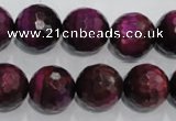 CTE975 15.5 inches 14mm faceted round dyed red tiger eye beads