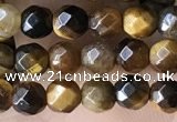 CTG3588 15.5 inches 4mm faceted round yellow tiger eye beads