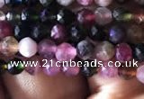 CTG725 15.5 inches 3mm faceted round tiny tourmaline beads