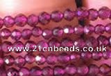 CTG802 15.5 inches 2mm faceted round tiny red garnet beads