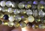 CTG819 15.5 inches 4mm faceted round tiny green garnet beads